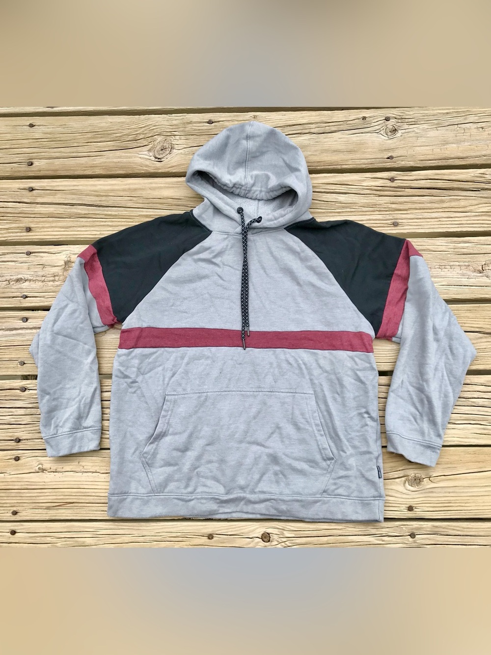 Mens XL OCEAN CURRENT Hooded Sweatshirt Hoodie 70s Raglan Jersey Style Sweats